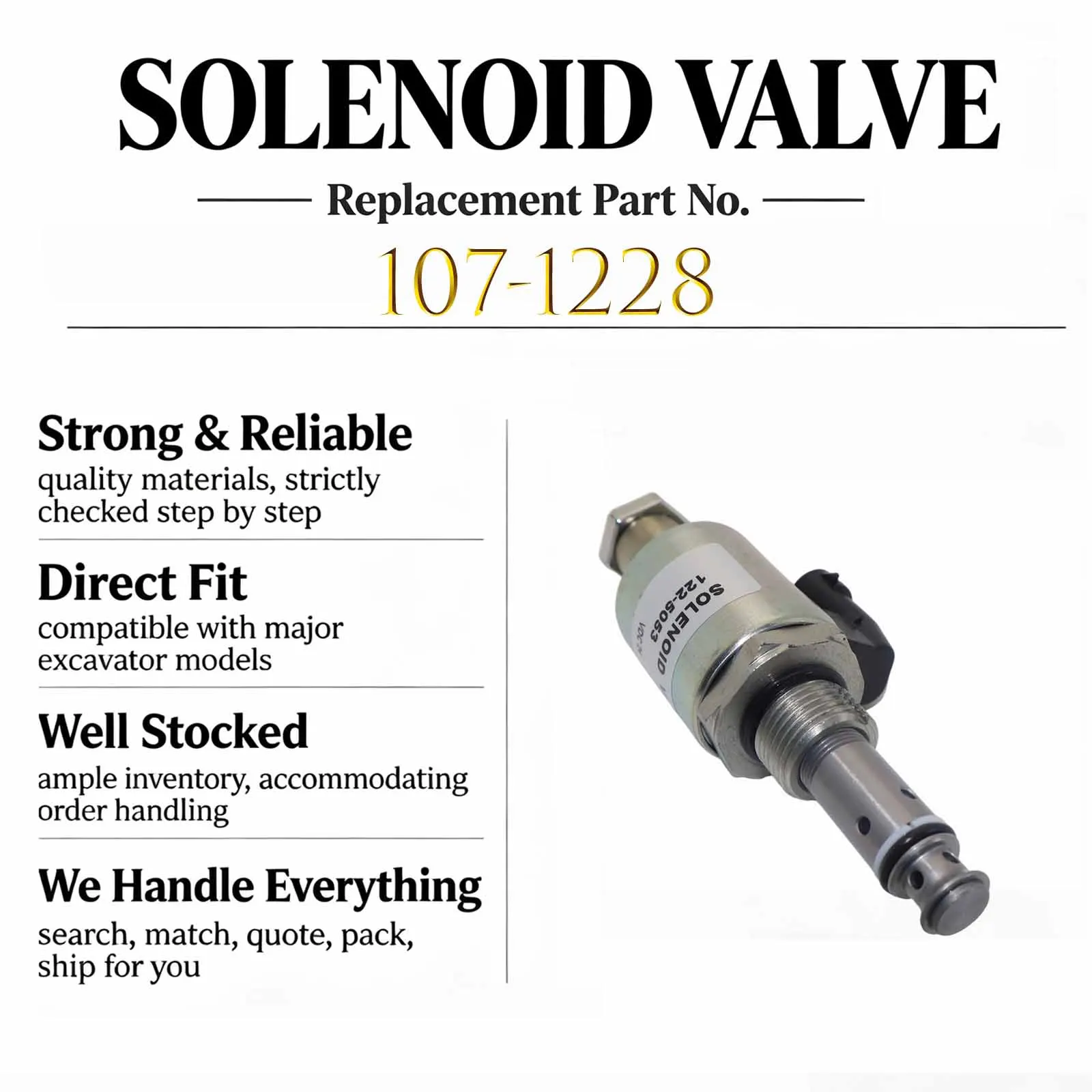 New 24V Solenoid Valve 107-1228 For Caterpillar CAT 3126B Petroleum Products