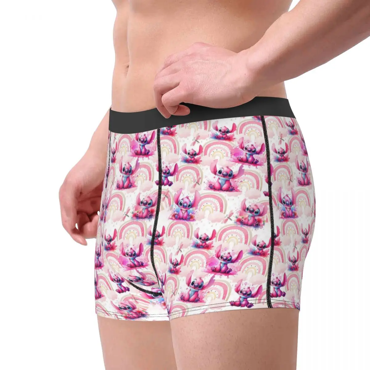 Custom Stitch Desenhos animados Boxers, Shorts de Roupa Interior Masculina, Cuecas Cool, Cuecas