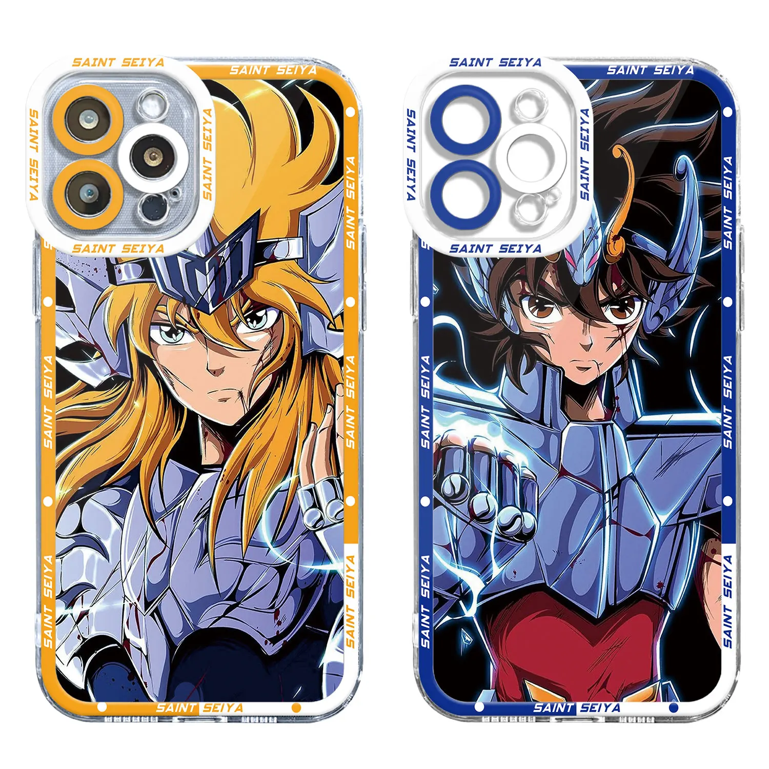 Custodia trasparente Saint Seiya Hyoga Shiryu per iPhone 14 Pro Max 8 6 7 15 14Plus 11 12Pro SE 2022 XR XS 13 mini X XS Max Cover in Silicone