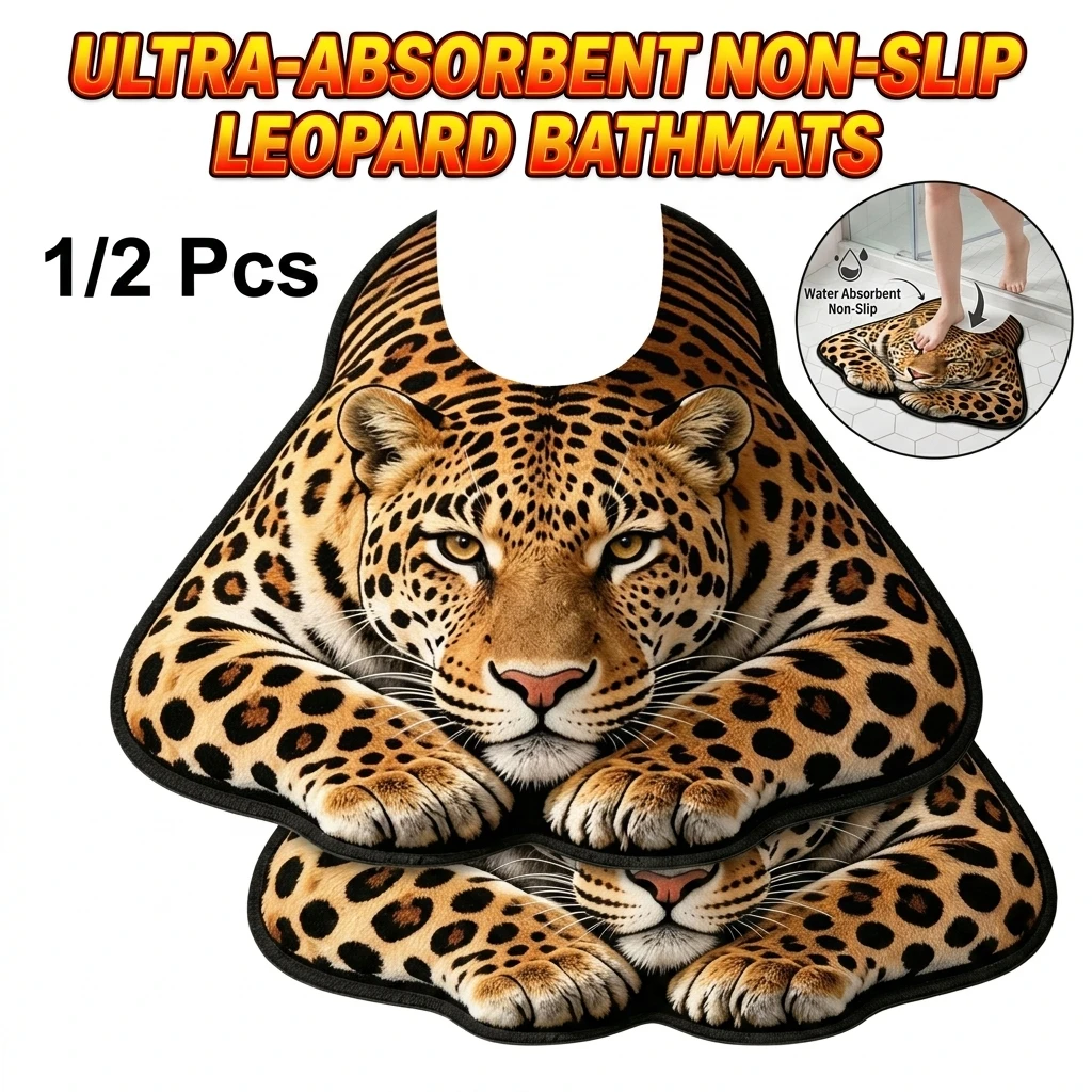 1/2Pcs Lifelike Animal Toilet Floor Mat Diatomaceous Earth Non-slip Toilet Rug Water-absorbing Washable Home Decoration