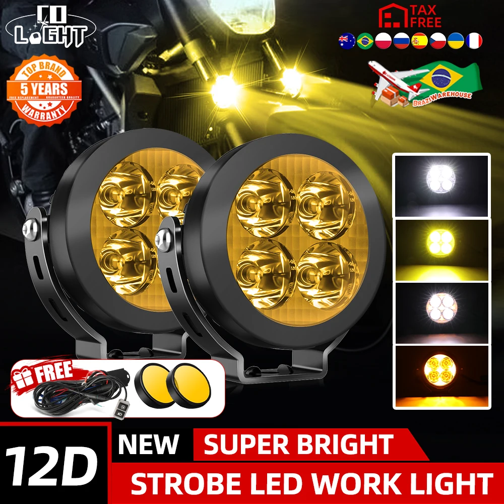 

CO LIGHT 4inch Led Work Aux Lights Strobe For BMW DUCATI KAWASAKI HONDA SUZUKI Front Head Light Waterproof Motorcycle Fog Lamp