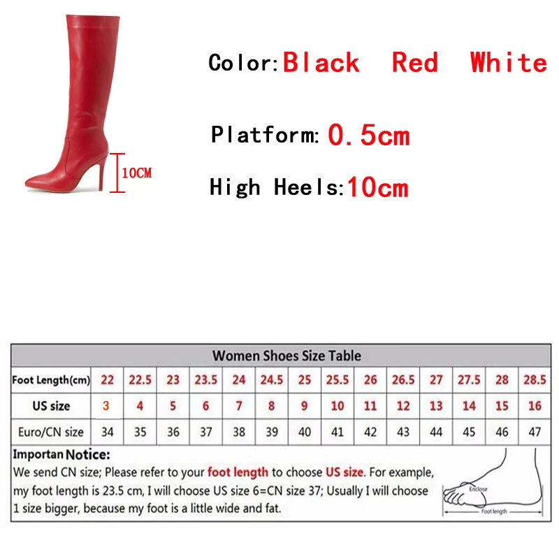 2024 NEW Spring Red Leather Long Boots Women Fashion Design Pointed Toe Zip Thin High Heels Shoes Ladies Cool Knight Bootties