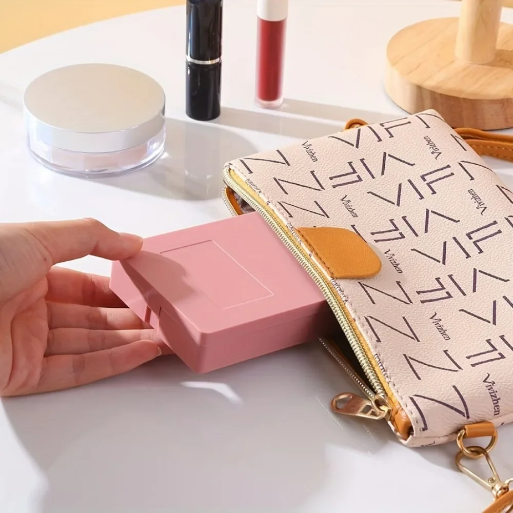 トラベル 5 ミラーボックス メイクブラシセット 多機能パウダーブラシ パウダーブラッシャーブラシ ミニミラーメイクブラシ