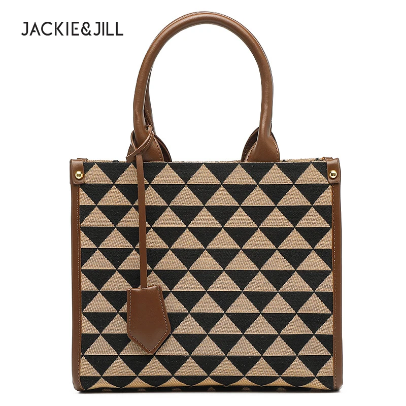 New Women Shoulder Bag Trendy Plaid Cowhide Fabric  Crossbody Bags Fashion Ladies Handbags  Handle Bag