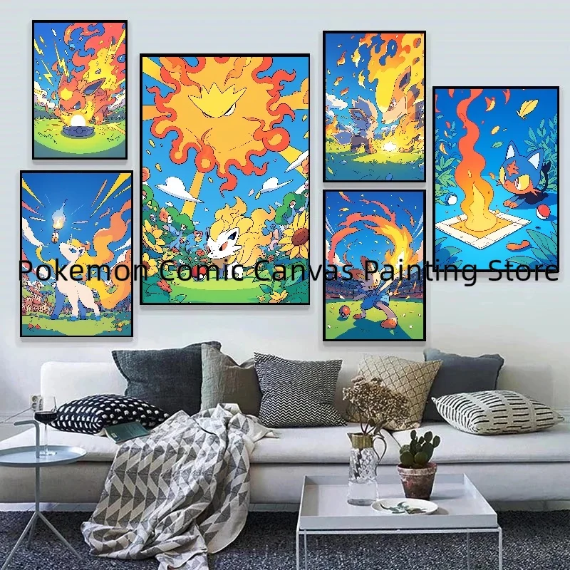 

Japanese Anime Character Pokemon Wall Stickers Art Stickers and Posters Canvas Bedroom Home Decor Accessories Kids Gifts Picture