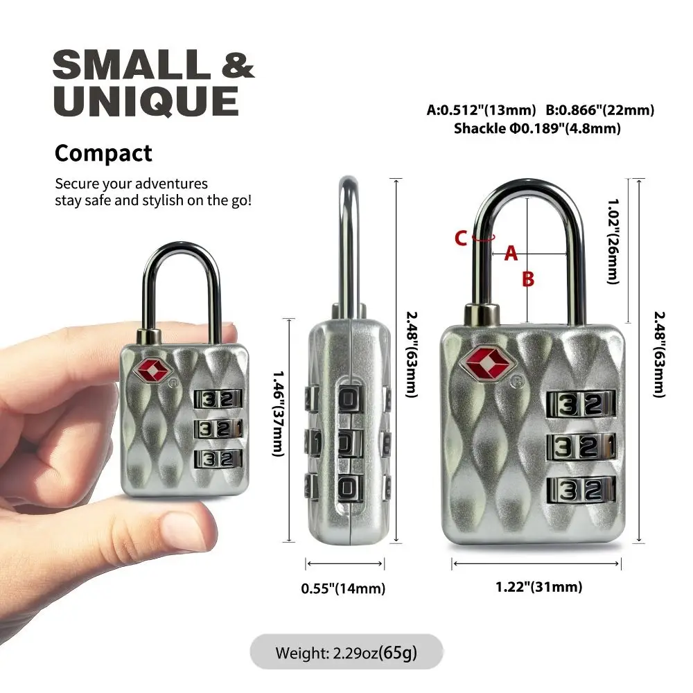 Cerradura de combinación de 3 dígitos TSA, herramienta de seguridad con patrón de escamas de pescado, aleación de Zinc antirrobo, contraseña de aduana