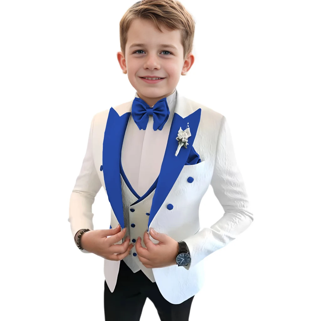 Suit For Boy Formal Slim Fit Set Floral Jacquard 3 Piece Suits Blazer Vest And Pants  Evening dress Graduation Birthday Clothing