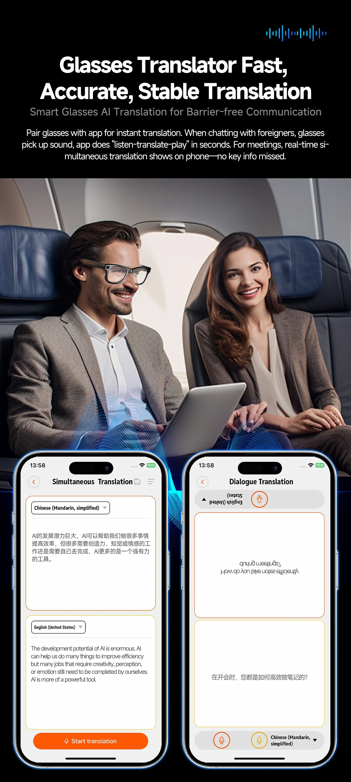 2026 Neue Kamera-Smart-Brille 8MP HD-Kamera 1080P Videoaufnahme KI-Übersetzung Bluetooth-Anruf Musik WLAN-Sonnenbrille für Männer und Frauen – Detail 11