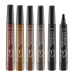 5 Colors Eyebrow Pen Waterproof 4 Fork Tip Eyebrow Pen Eyebrow Tattoo Waterproof Liquid Black Eye Brow Pencil Natual Brow Makeup