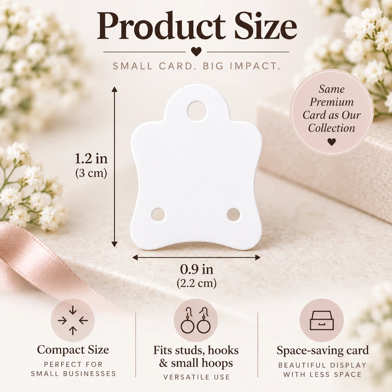 Custom Logo Card Jewelry Display Card White Card Paper Earring Holder Card for Stud Hook Small Hoop Earrings Custom Illustrated
