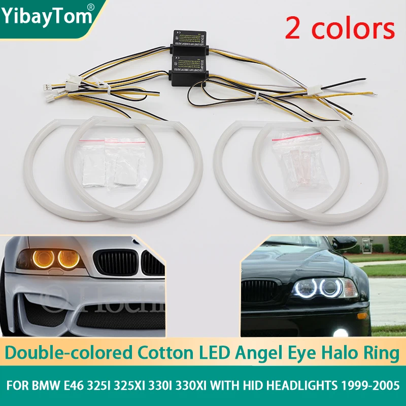 Bright SMD Cotton Light Switchback LED Angel Eye  Ring Kit For BMW E46 325i 325xi 330i 330xi with HID headlights 1999-2005