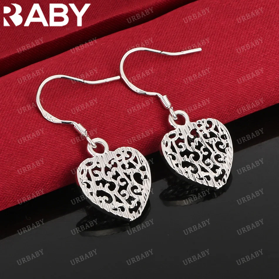 

URBABY 925 Sterling Silver Earrings Hollow Heart Drop Earrings For Women Jewelry Fashion Party and Daily Wear