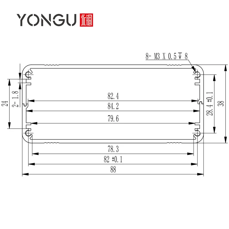 Metal Safe Battery Box CNC Milling Machine Components Housing Aluminum Split Type Electronic Instrument Enclosure H10 88*38MM