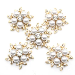 5 Piece 38*38MM Alloy Pearl Flat Buckle Bridal Headwear Decoration Gift Box Packaging DIY Decorative Accessories
