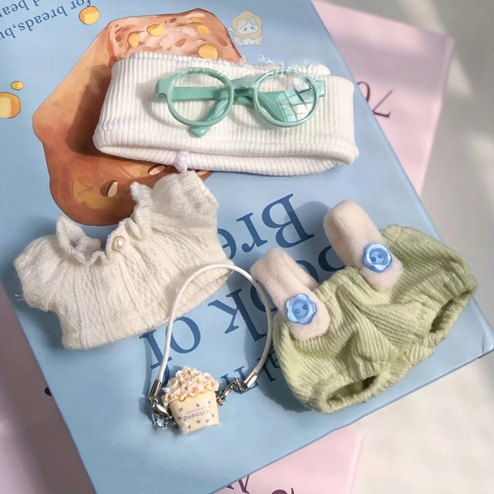 مجموعة ملابس لطيفة لملابس لابوبو مقاس 15/17 سم، ملابس عصرية، نظارات متطابقة على طراز الموضة التي تريدها