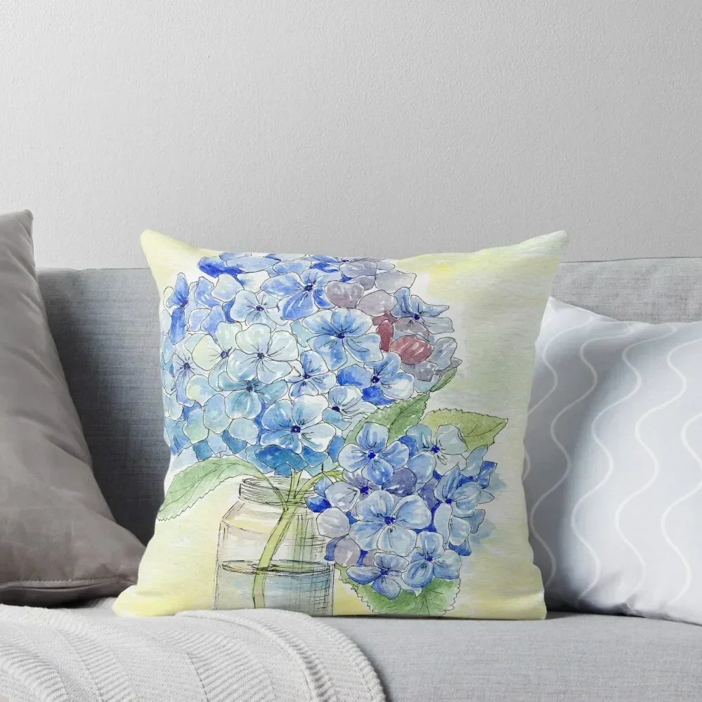 

Blue Hydrangea, Still Life Throw Pillow Christmas s Covers Pillow Decor Decorative Sofa Cushions Marble Cushion Cover pillow