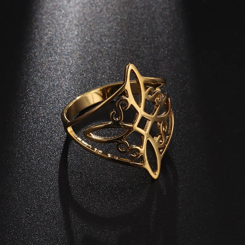 Women\\\\'s Witch Knot Ring Stainless Steel Celtic Quarter Witchcraft Geometric Witch Knot Ring Witchcraft Amulet Jewelry Gift image 2