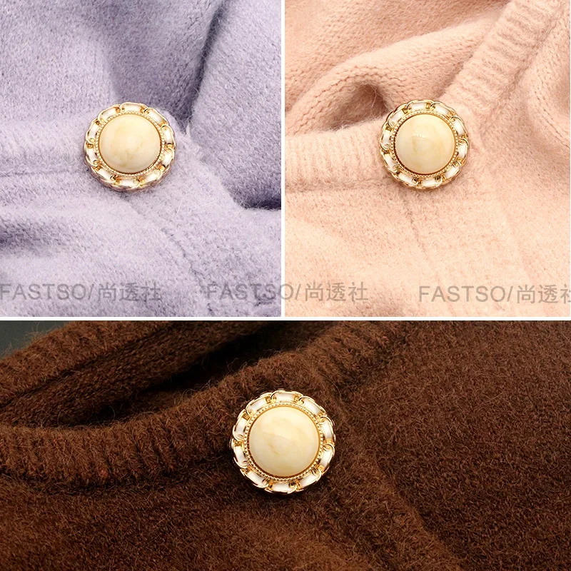 Bottoni per abbigliamento in metallo perlato per artigianato cucito fai da te accessori per decorazioni fatte a mano fibbia per camicia da donna a forma di fiore 6 pezzi 15-25mm