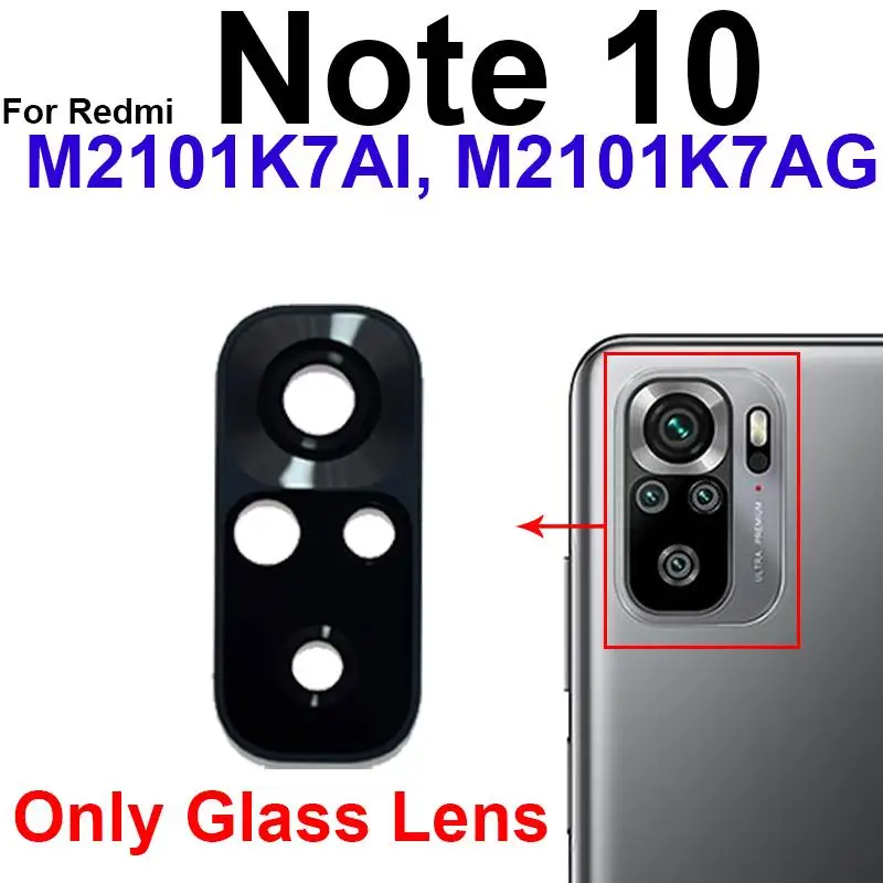 Main Rear Camera Glass Lens Frame Holder For Xiaomi Redmi Note 10 Note 10S Note 10T 5G Back Glass Lens with Sticker Glue Parts