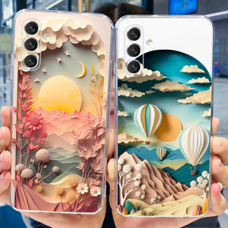 For Samsung Galaxy A14 Case Samsung A14 4G 5G Soft TPU Silicone Clear Bumper Coque SM-A145F A156B Fundas Marble Space Man Dragon