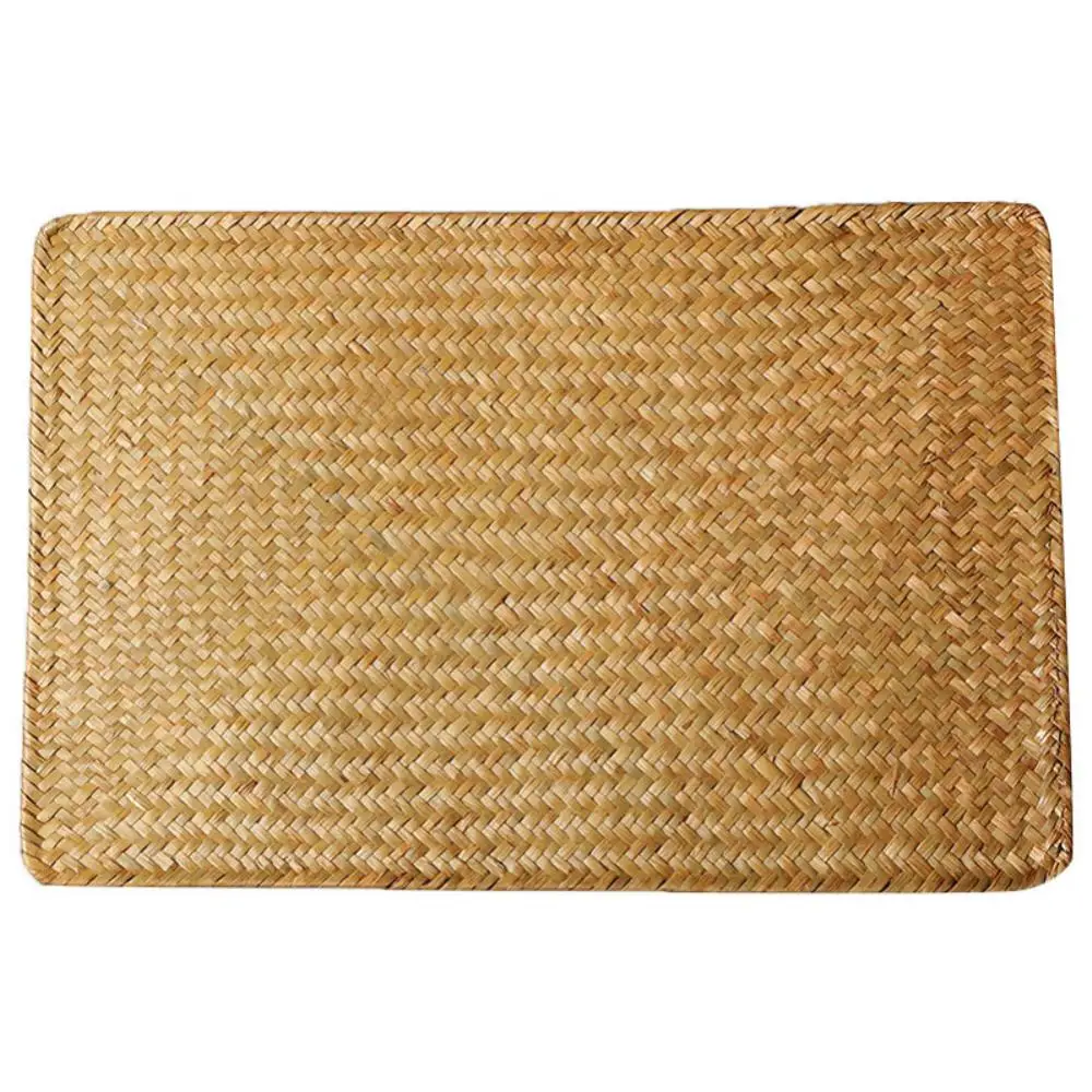 Table Mat Dining Rattan Placemats Natural Kitchen Accessories Tools Potholder Rectangular Straw Tea Cup Mat Sea Grass Place Mat