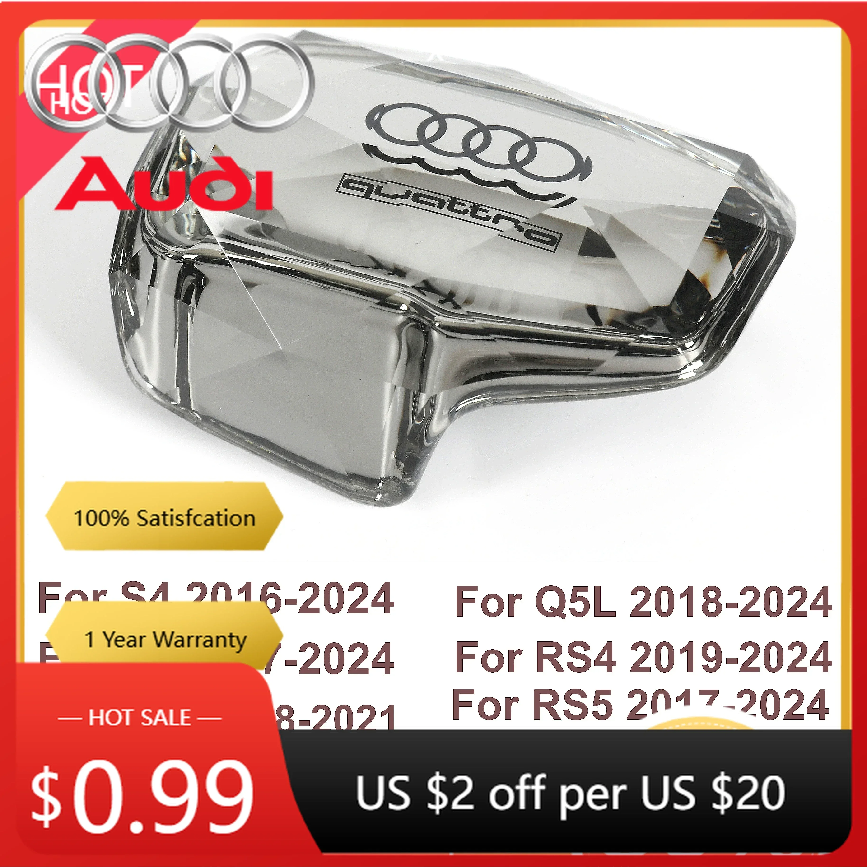 

Накладка на ручку переключения передач (хрусталь) для Audi (правый руль, RHD) – для Audi S4, S5, Q7, A4, Q5, RS4, RS5, A5