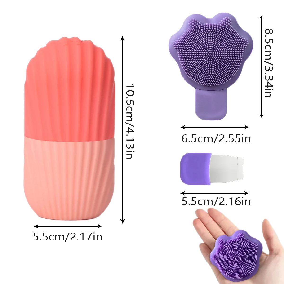 2 uds., raspador de espinillas y bandeja de hielo facial para el cuidado facial, enfriamiento y eliminación de bolsas para los ojos y limpieza facial, reutilizable