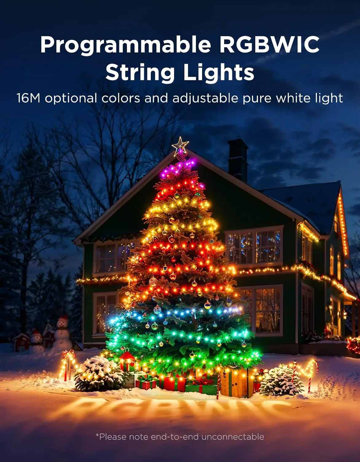 Green Wire Halloween String Lights, 99 FT 300 LED Christmas Lights, 2 Pack