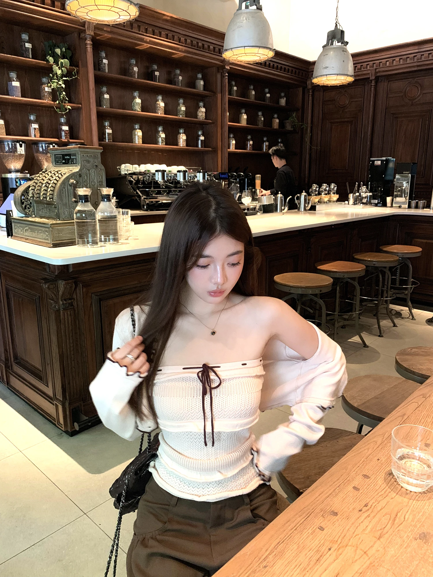 

2toyoung Ro молочный вязаный кардиган, топ, женский ранний осенний комплект жилета без шнуровки с поясом, мягкий повседневный комплект Sle Princ Sve