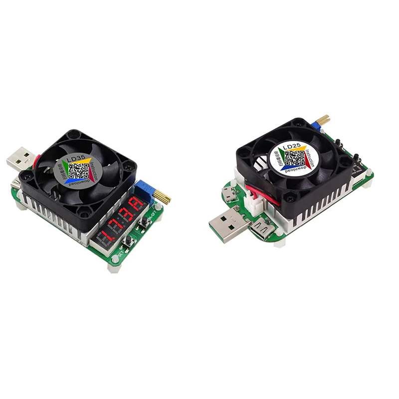 A40T الحمل الإلكتروني المقاوم واجهة USB تفريغ البطارية اختبار Led عرض مروحة قابل للتعديل الجهد الحالي 25 واط/35 واط