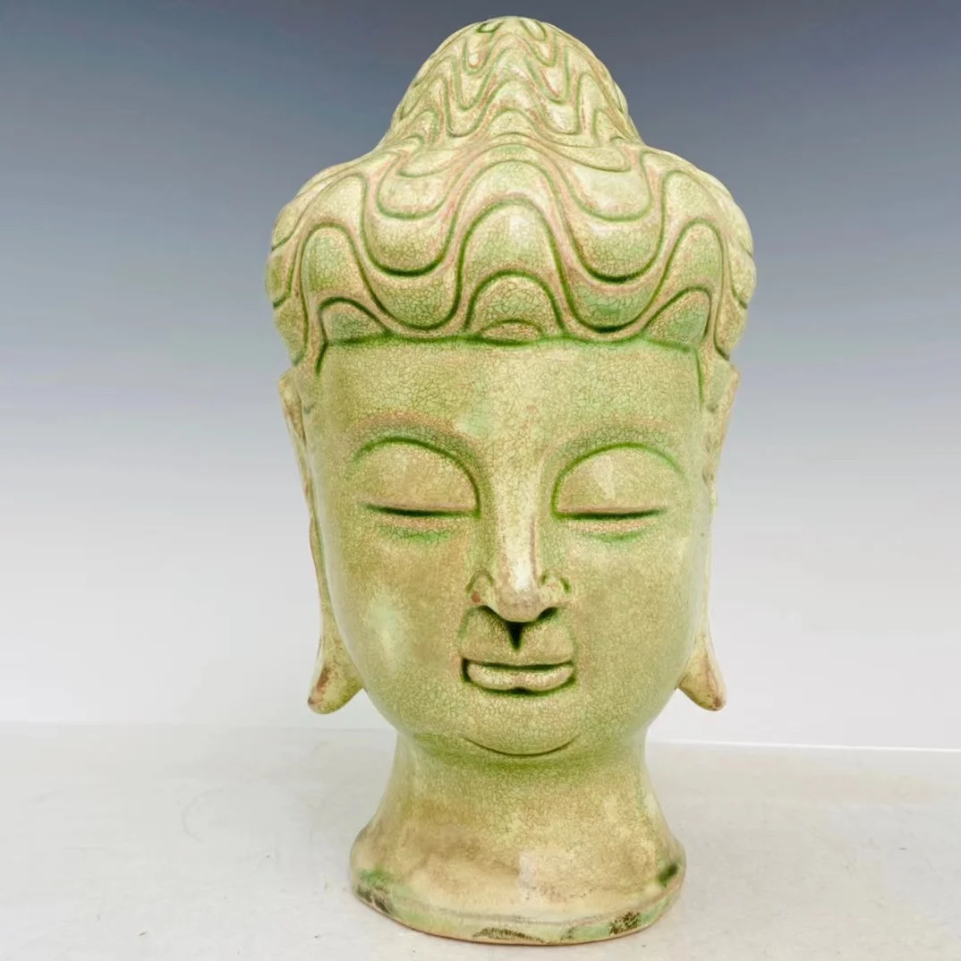 Rare ola Song Dynasty  porcelian glaze Buddha head Statue,Ci Zhou kiln,27cm(H)