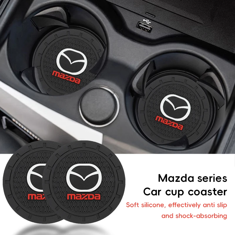 2 Peças Tapete de Borracha Antirruído para Copo de Carro para Mazda 2 3 6 5 Atenza CX3 CX5 MX5 CX7 Axela CX30 CX90 CX60 CX50 MX30 CX9 RX8