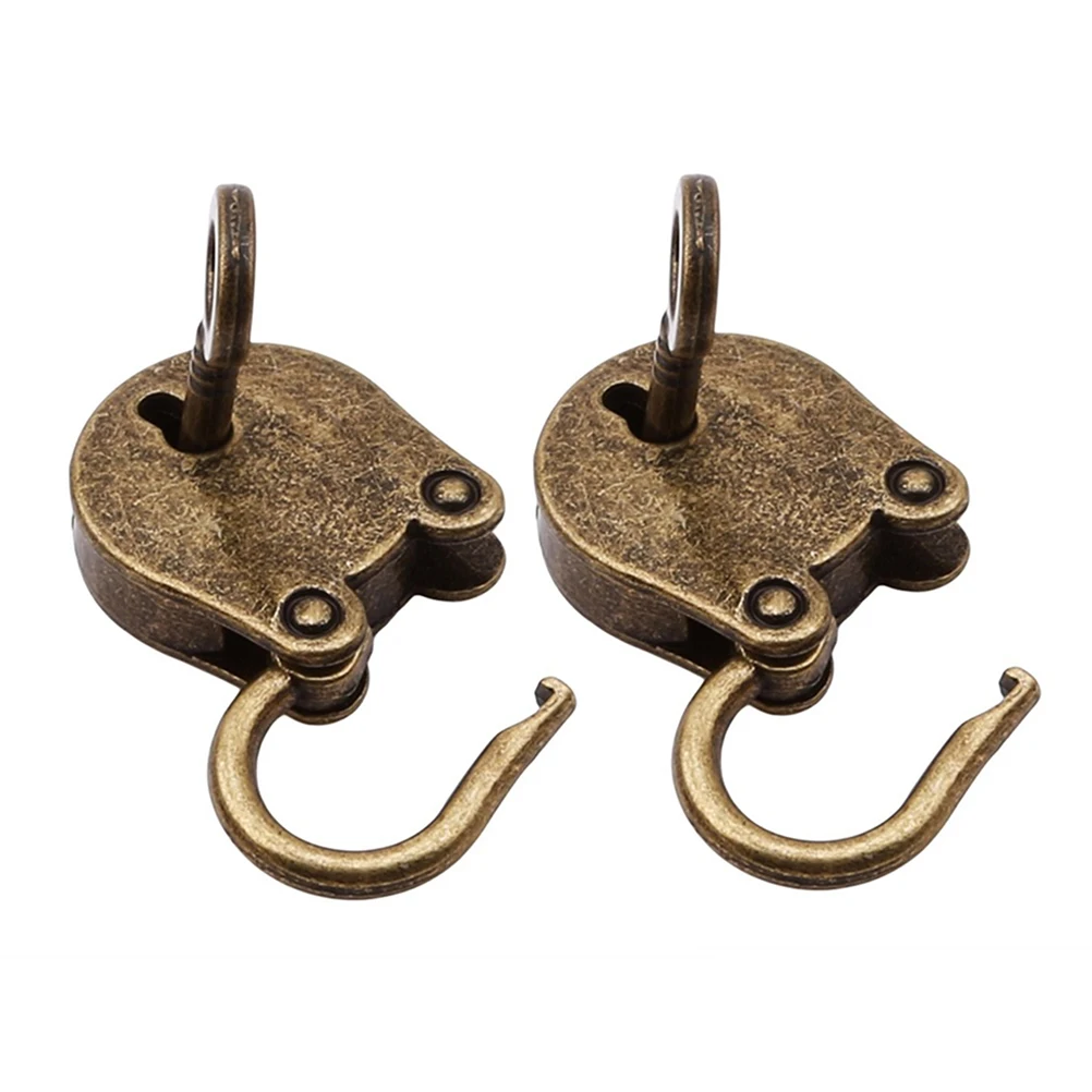 

2pcs Padlock Accessories Vintage Zinc Alloy Retro Style Old Fashioned Locks Decorative Buckle Latch for Jewelry Box