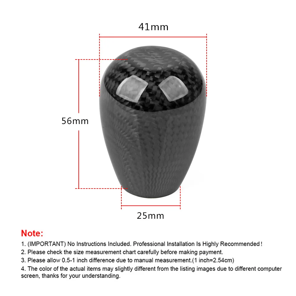 JDM Style Universal Oval/Sphere Carbon Fiber Manual Gear Shift Knob With 3 Adapter for Most Car Decorations Classic