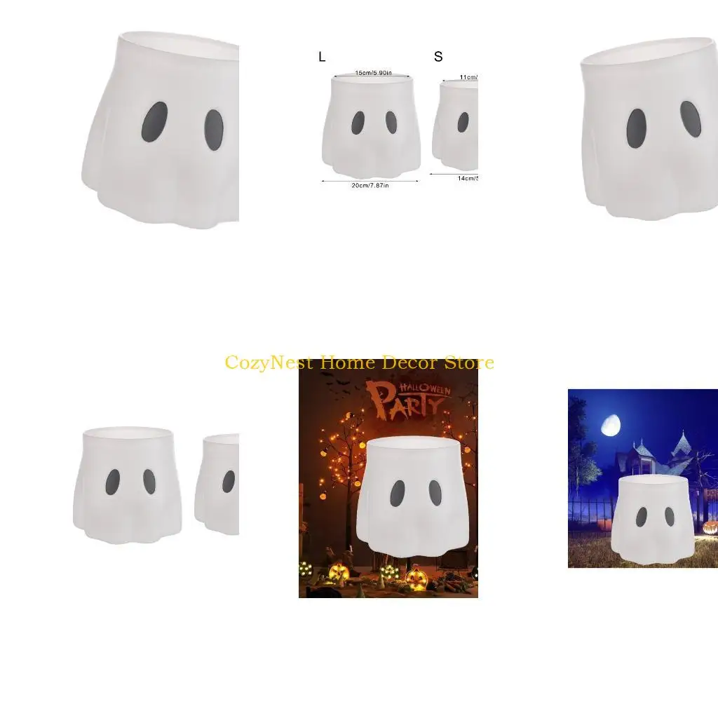 

92MF Halloween Ghostly Bucket for Planting Candy Dispensing Whimsical Home Decoration