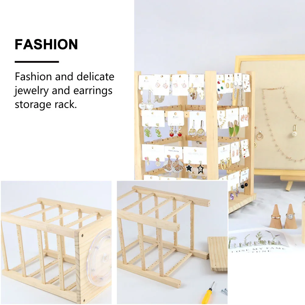 

Wooden Jewelry St Earring Rack Holder Vintage Style Rotating Earring Jewelry Rack ganizer Fashion Delicate Storage Tower