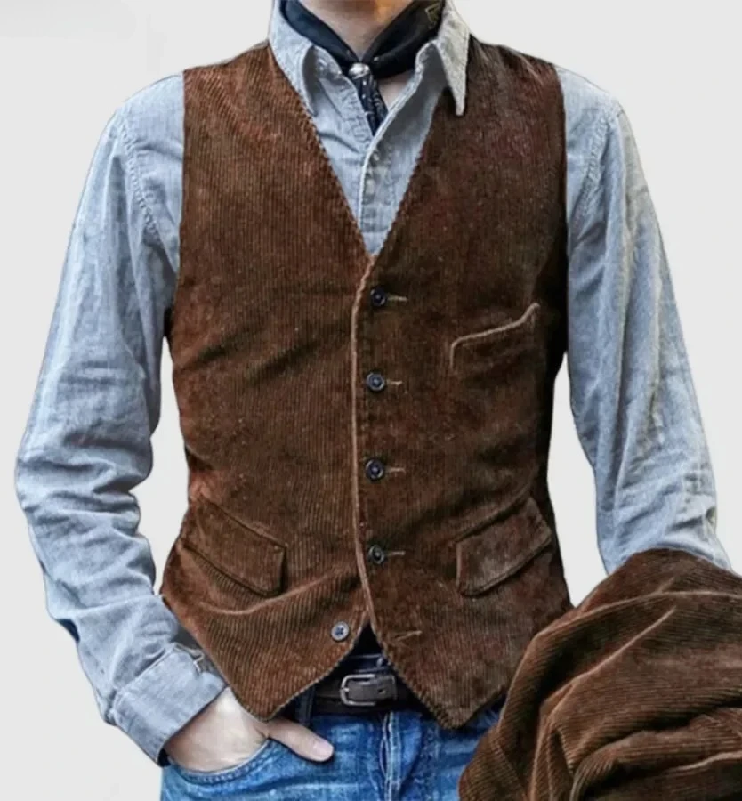 

Vests British Style Corduroy Vest Casual Coats Fashion Single-breasted Sleeveless Jacket for Man Formal Waistcoat