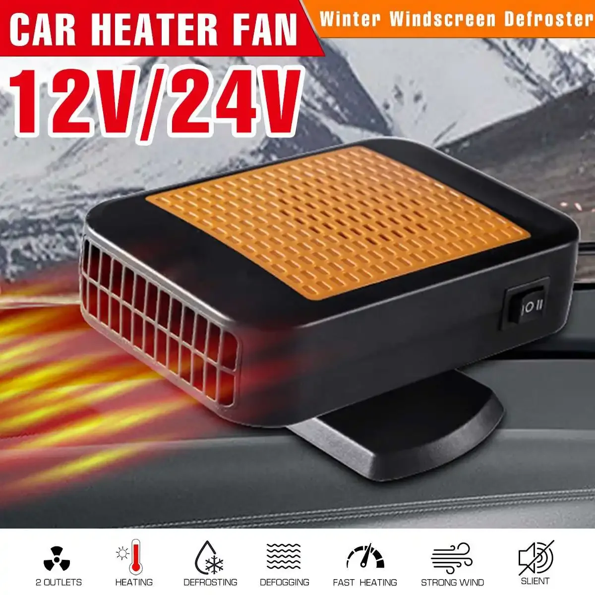 

12/24V 500W Portable Fast Heating Auto Car Heater Defroster Demister Electric Heater Windshield ABS Heating Fan for Car Truck