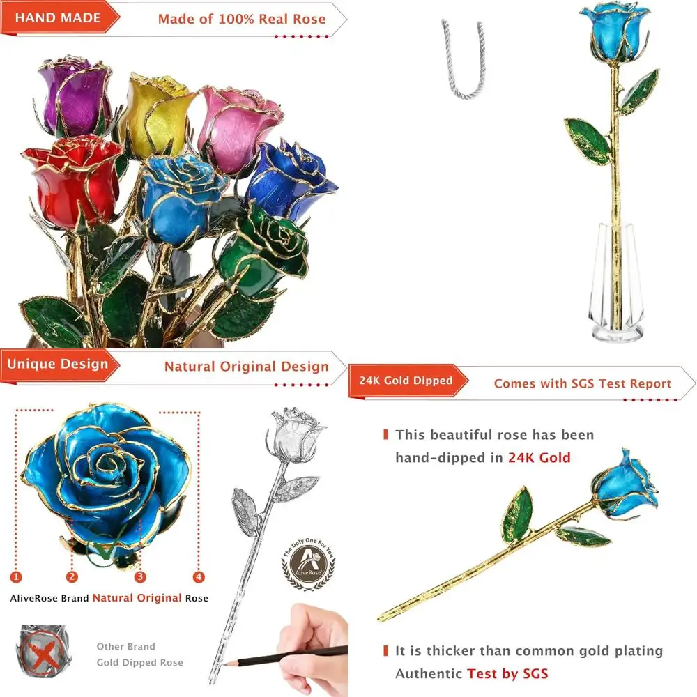 

Позолоченная 24-каратным золотом настоящая роза с хрустальной вазой — уникальный дизайн для подарков на День святого Валентина, День матери или день рождения.