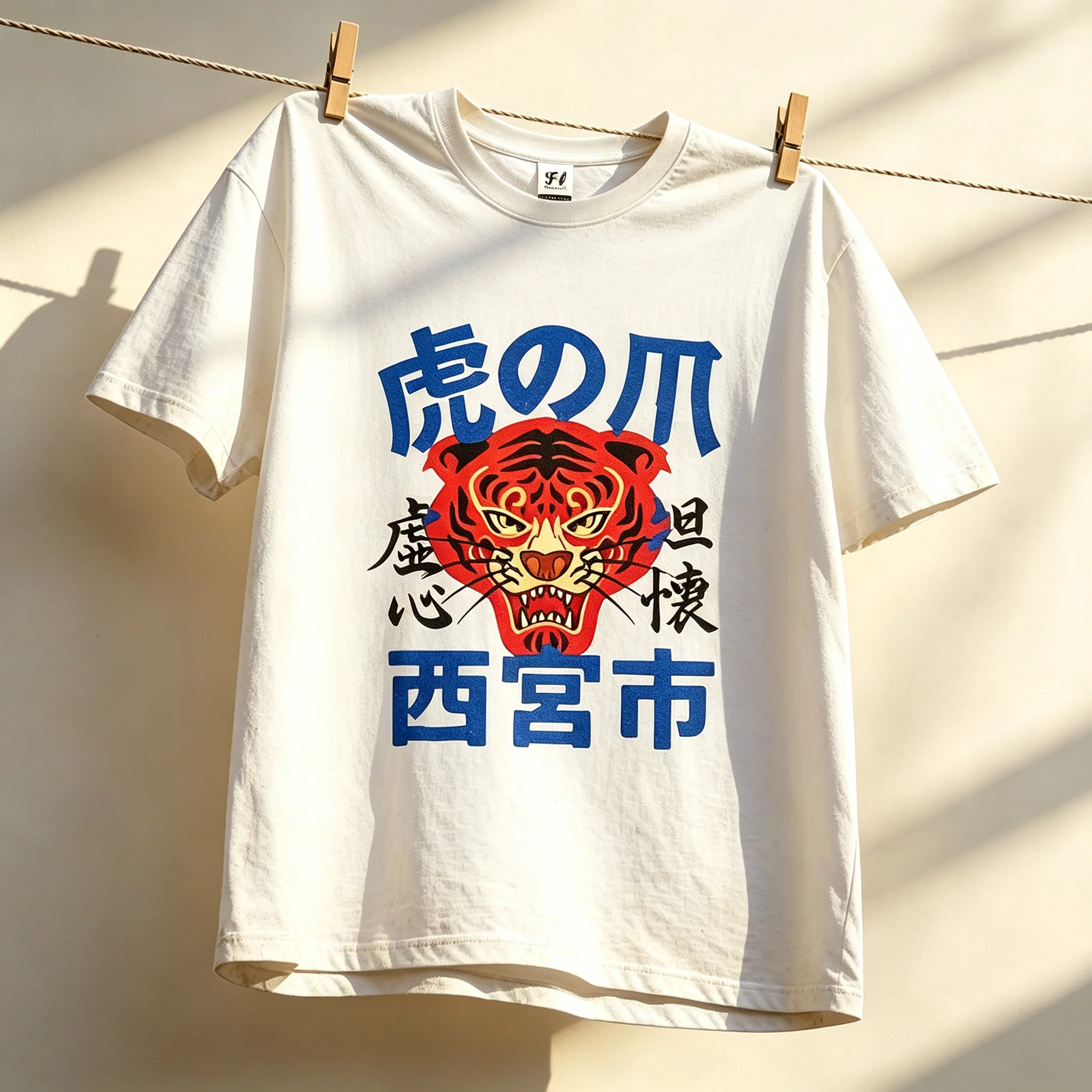 Vintage Japanese Tiger Head Graphic T Shirt Harajuku Kanji Print Short Sleeve Tee Streetwear Oversized Cotton T-shirt Unisex Top