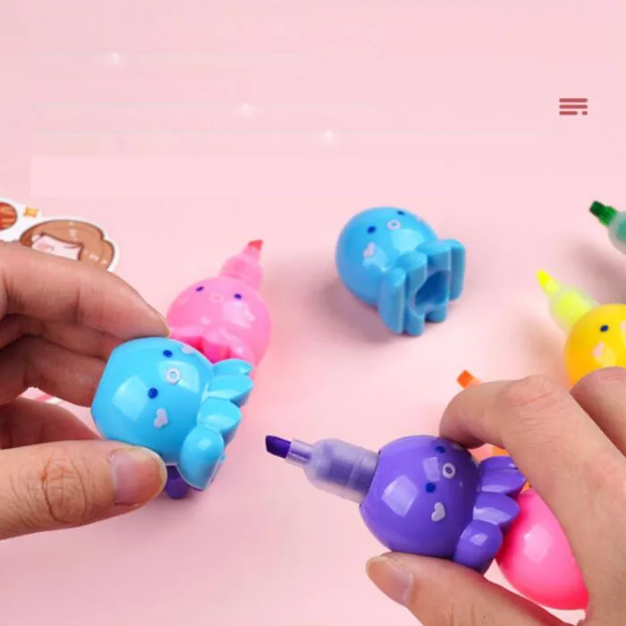 12 set/lot Creative Mini Blocks Highlighter Cute Octopus Bear Drawing Painting Marker Pen School Supplies Stationery wholesale