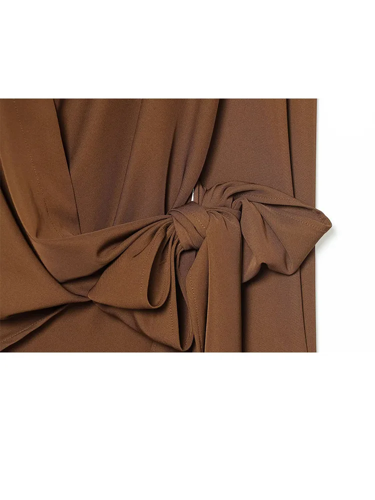 HH Lente Vrouw Mode Lange Mouwen Geplooide Decoratie V Kraag Dubbele Revers Tops Vrouwelijke Losse Casual Elegante Comfortabele Tops