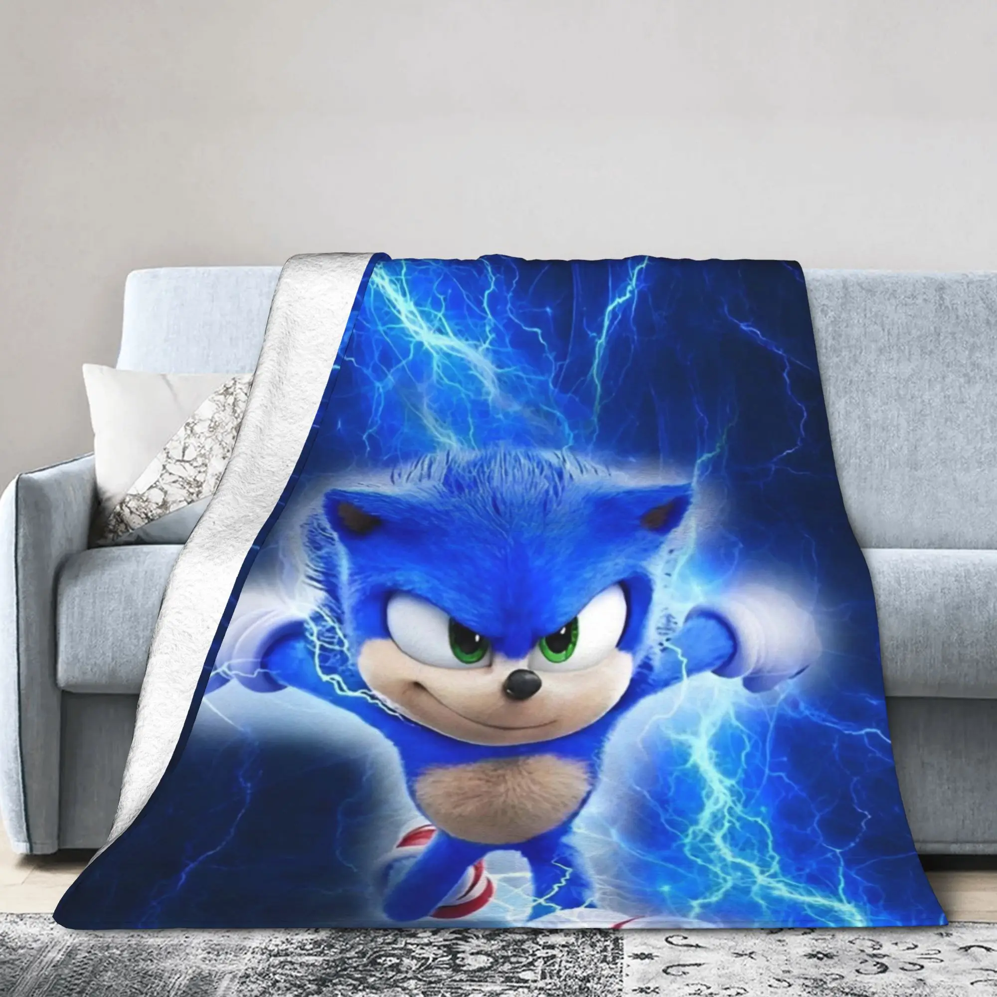 Shadow Game Flannel Throw Blankets Soniced Cartoon Blankets for Home Outdoor Lightweight Bedspread