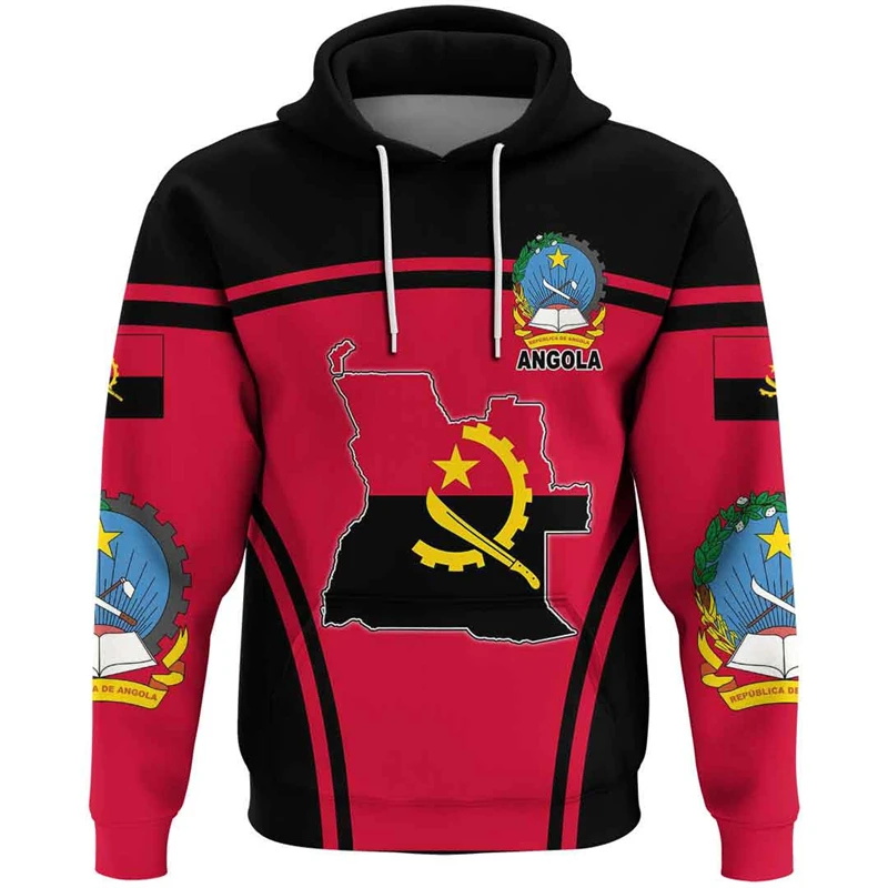 New Fashion Men Women Zip Hoodies Angola Flag Graphic 3D Printing Long Sleeve Pullovers Angolan Map Emblem Oversized Sweatshirts