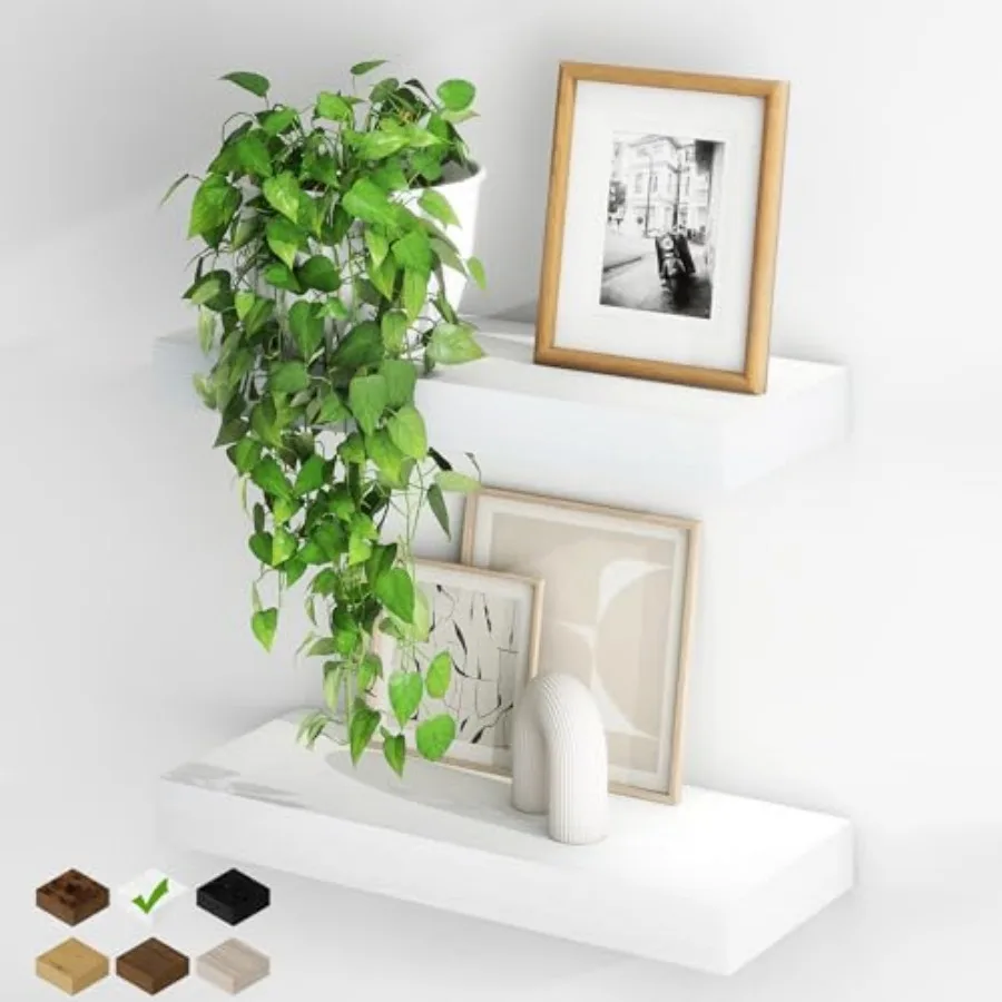 

Floating Shelves for Wall, 0Inch Floating Shelves Set of, Hanging Shelf with Invisible Brackets, Wood Shelves for Living Room,