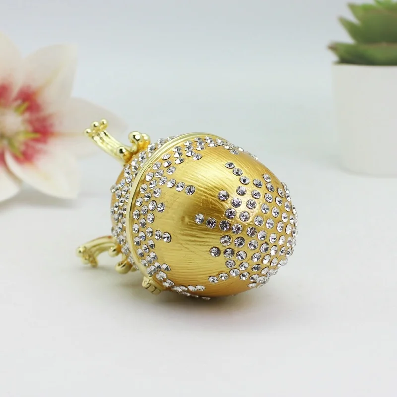 SHINNYGIFTS Easter Egg Trinket Box Enamel Jewelry Box Hand Painted Egg Metal Easter Fabergé Egg Christmas Decoration