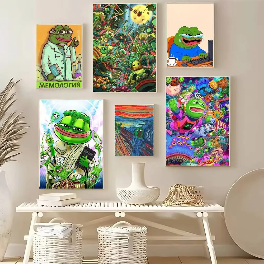 ملصق Pepe The Frog عالي الدقة ذاتي اللصق مقاوم للماء مثالي لتزيين غرفة المعيشة وغرفة النوم
