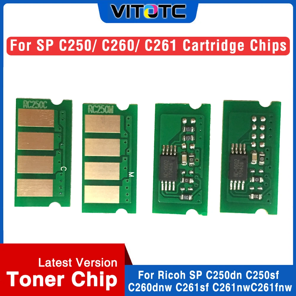 

4PCS SPC250 Toner Cartridge Chip Compatible For Ricoh Aficio SPC250e SPC250DN SPC250sf Printer Reset Refill Cartridges Chips
