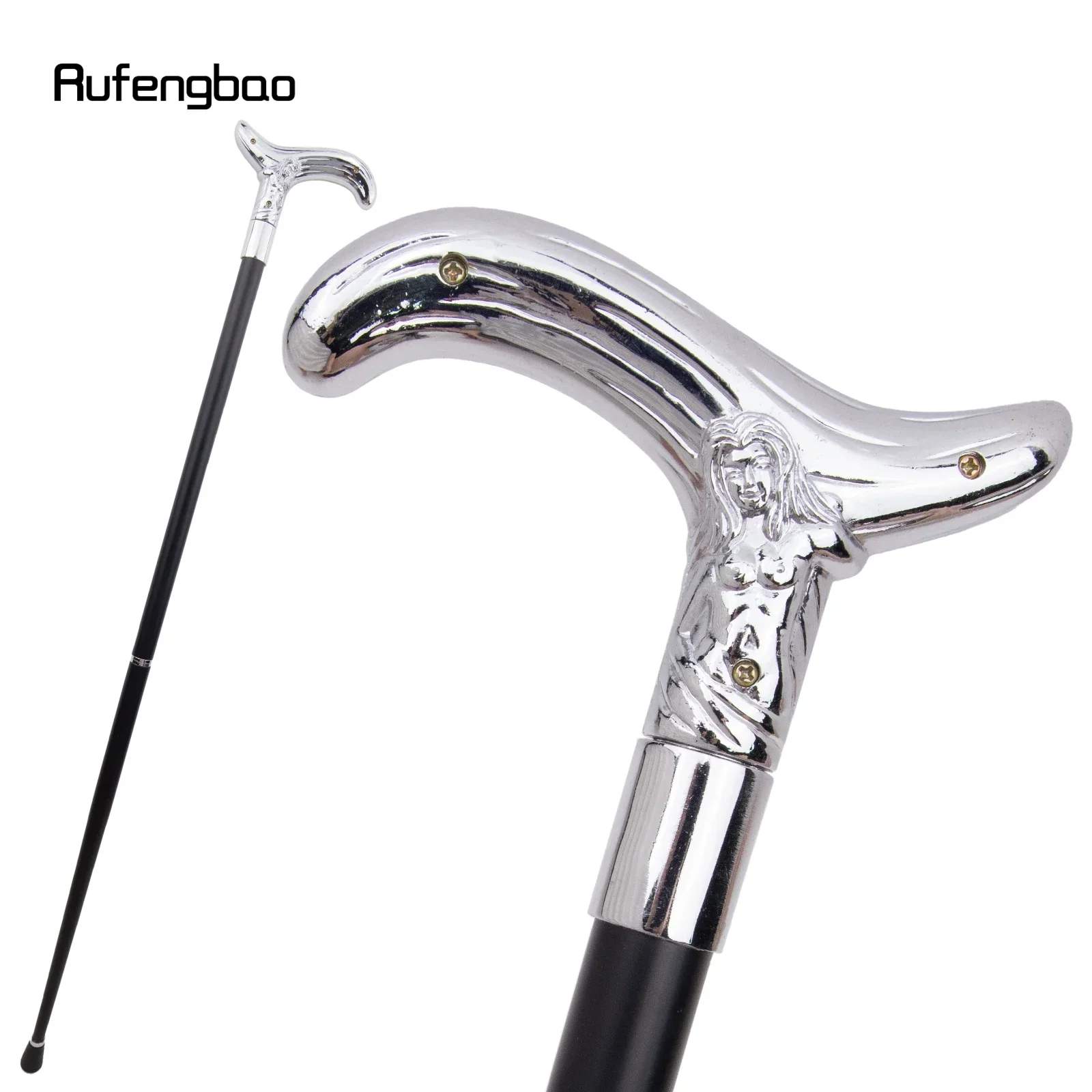 

White Luxury Beauty Curve Line Cosplay Walking Cane Fashion Stick Elegant Cane Knob Crosier 93cm Performance Stage Cane