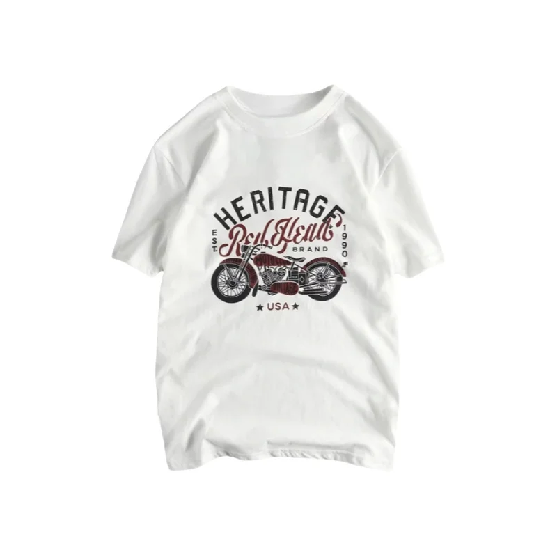 

Молодежная футболка цвета хаки для лета, винтажная хлопковая футболка с короткими рукавами, мужская мотоциклетная футболка с принтом